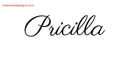 Classic Name Tattoo Designs Pricilla Graphic Download
