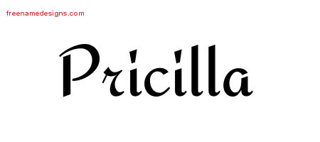 Calligraphic Stylish Name Tattoo Designs Pricilla Download Free