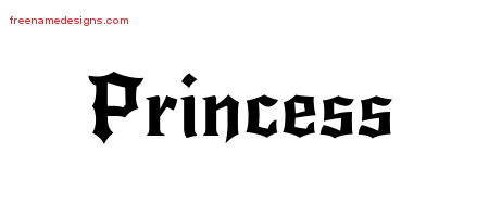 Gothic Name Tattoo Designs Princess Free Graphic