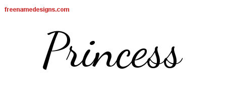 Lively Script Name Tattoo Designs Princess Free Printout