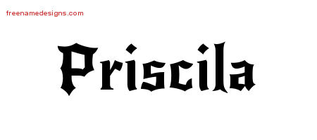 Gothic Name Tattoo Designs Priscila Free Graphic