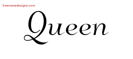 Elegant Name Tattoo Designs Queen Free Graphic