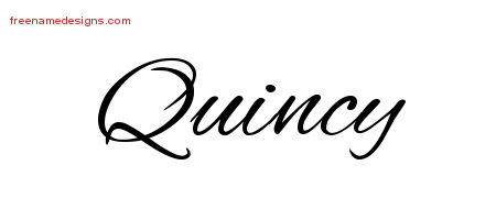 Cursive Name Tattoo Designs Quincy Free Graphic