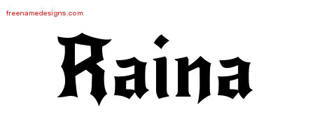 Gothic Name Tattoo Designs Raina Free Graphic