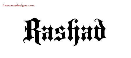 Old English Name Tattoo Designs Rashad Free Lettering