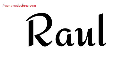 Calligraphic Stylish Name Tattoo Designs Raul Free Graphic