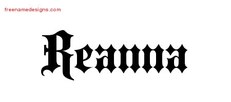 Old English Name Tattoo Designs Reanna Free
