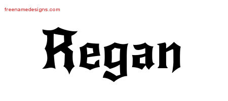 Gothic Name Tattoo Designs Regan Free Graphic