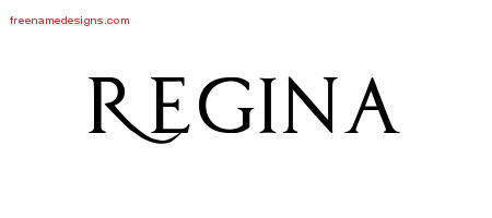 Regal Victorian Name Tattoo Designs Regina Graphic Download