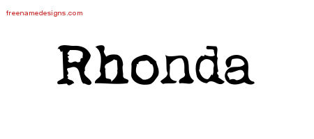 Vintage Writer Name Tattoo Designs Rhonda Free Lettering