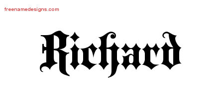 Old English Name Tattoo Designs Richard Free Lettering