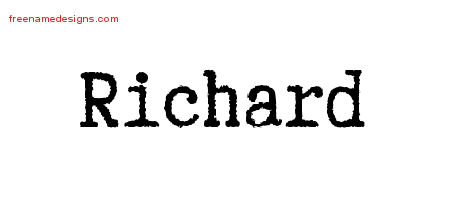 Typewriter Name Tattoo Designs Richard Free Download