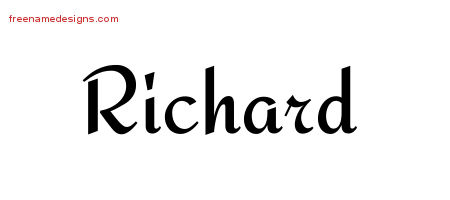 Calligraphic Stylish Name Tattoo Designs Richard Free Graphic