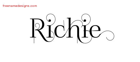 Decorated Name Tattoo Designs Richie Free Lettering