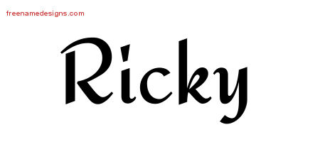 Calligraphic Stylish Name Tattoo Designs Ricky Free Graphic