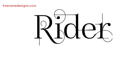 Decorated Name Tattoo Designs Rider Free Lettering