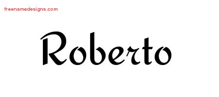 Calligraphic Stylish Name Tattoo Designs Roberto Free Graphic