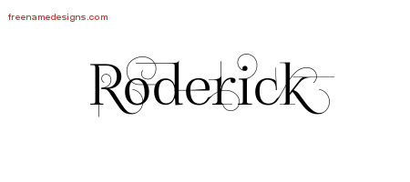 Decorated Name Tattoo Designs Roderick Free Lettering