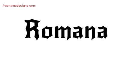 Gothic Name Tattoo Designs Romana Free Graphic