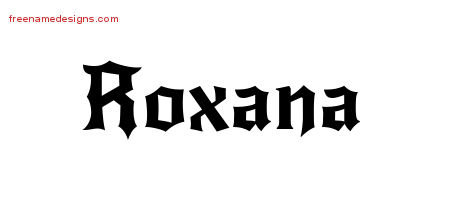 Gothic Name Tattoo Designs Roxana Free Graphic