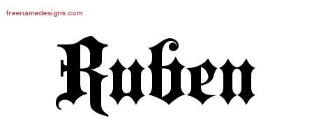 Old English Name Tattoo Designs Ruben Free Lettering