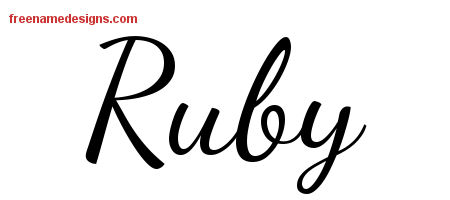 Lively Script Name Tattoo Designs Ruby Free Printout