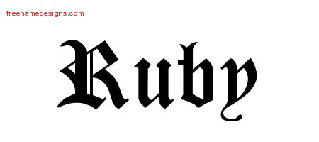 Blackletter Name Tattoo Designs Ruby Graphic Download