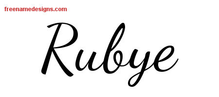 Lively Script Name Tattoo Designs Rubye Free Printout