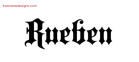 Old English Name Tattoo Designs Rueben Free Lettering