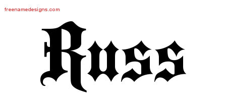 Old English Name Tattoo Designs Russ Free Lettering