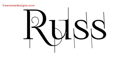 Decorated Name Tattoo Designs Russ Free Lettering