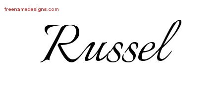 Calligraphic Name Tattoo Designs Russel Free Graphic