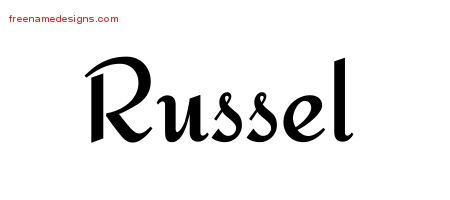 Calligraphic Stylish Name Tattoo Designs Russel Free Graphic