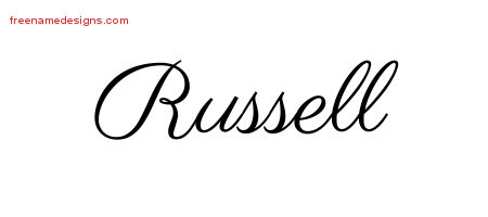 Classic Name Tattoo Designs Russell Printable