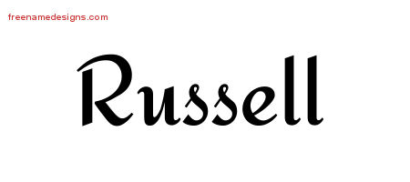 Calligraphic Stylish Name Tattoo Designs Russell Free Graphic