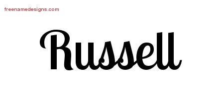 Handwritten Name Tattoo Designs Russell Free Printout