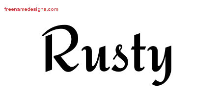 Calligraphic Stylish Name Tattoo Designs Rusty Free Graphic