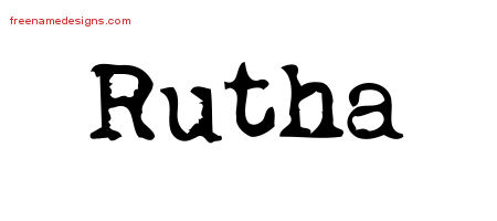 Vintage Writer Name Tattoo Designs Rutha Free Lettering