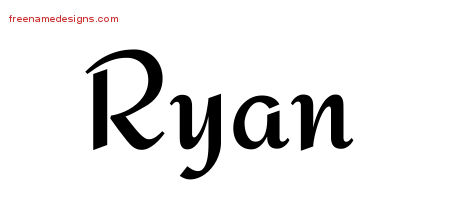 Calligraphic Stylish Name Tattoo Designs Ryan Free Graphic