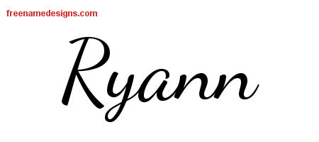 Lively Script Name Tattoo Designs Ryann Free Printout