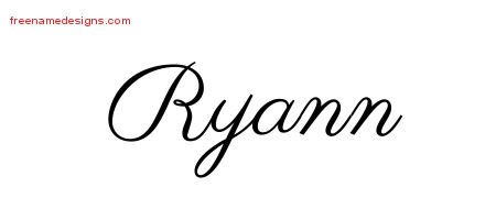 Classic Name Tattoo Designs Ryann Graphic Download