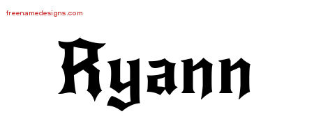 Gothic Name Tattoo Designs Ryann Free Graphic