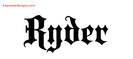 Old English Name Tattoo Designs Ryder Free Lettering