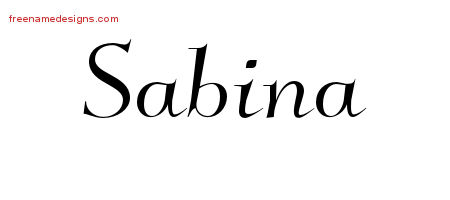 Elegant Name Tattoo Designs Sabina Free Graphic