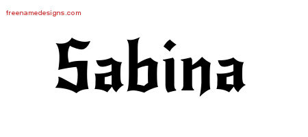 Gothic Name Tattoo Designs Sabina Free Graphic