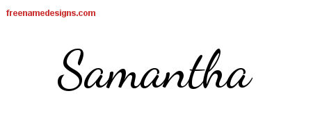 Lively Script Name Tattoo Designs Samantha Free Printout