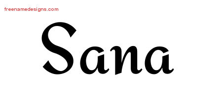 Calligraphic Stylish Name Tattoo Designs Sana Download Free