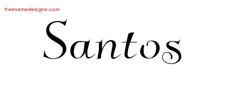 Elegant Name Tattoo Designs Santos Free Graphic