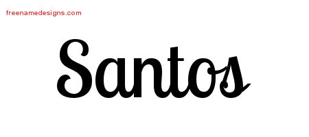 Handwritten Name Tattoo Designs Santos Free Printout