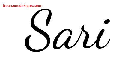 Lively Script Name Tattoo Designs Sari Free Printout